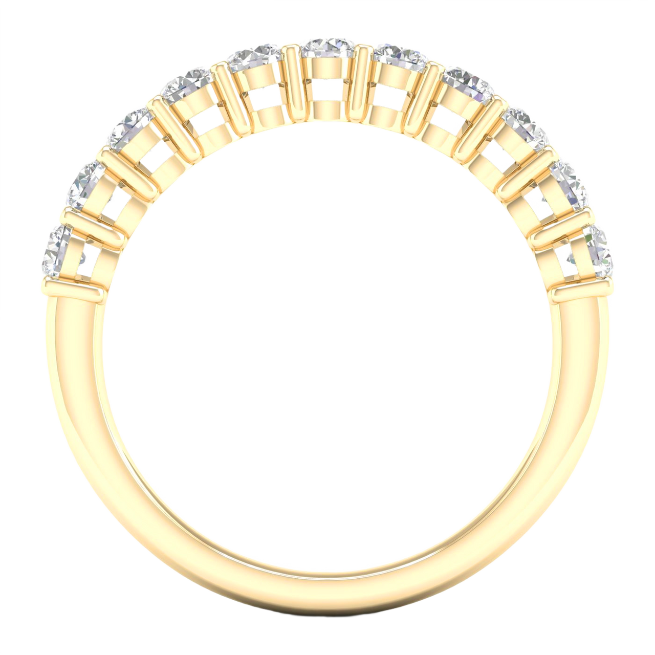 A sophisticated 14k yellow gold wedding band featuring 0.75 total carats of round-cut lab-grown diamonds in a classic half eternity setting.
