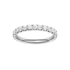 A slender 14k white gold half eternity ring showcasing a shimmering row of premium round-cut lab-grown diamonds.
