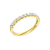 A dainty 14k yellow gold wedding band featuring 0.50 total carats of round-cut lab-grown diamonds in a classic half eternity setting.