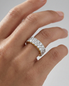 A breathtaking 14k yellow gold full eternity band featuring two rows of shimmering round-cut lab-grown diamonds totaling 3.0 carats on hand.