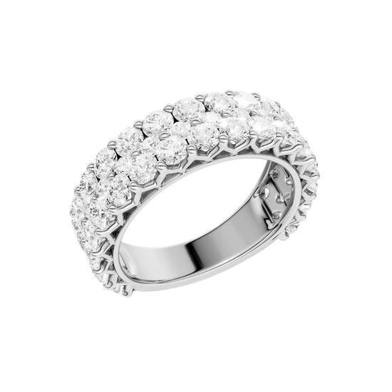 A breathtaking 14k yellow gold full eternity band featuring two rows of shimmering round-cut lab-grown diamonds totaling 3.0 carats.