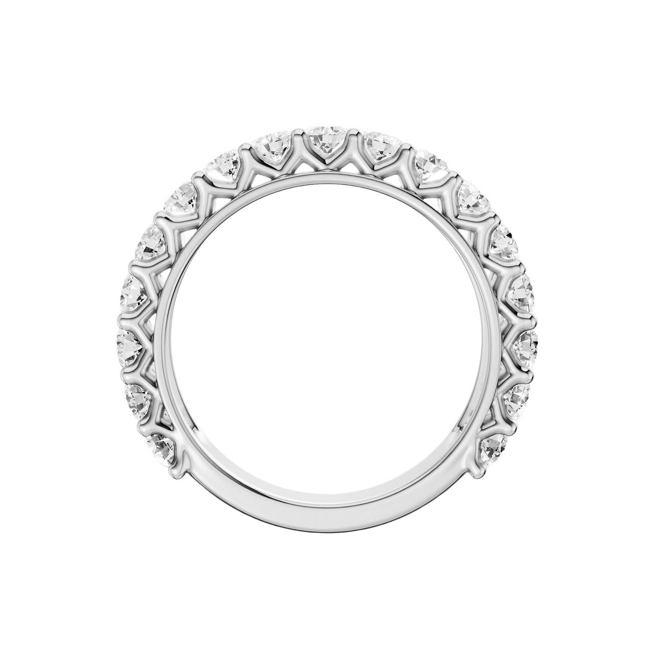 A breathtaking 14k yellow gold full eternity band featuring two rows of shimmering round-cut lab-grown diamonds totaling 3.0 carats.