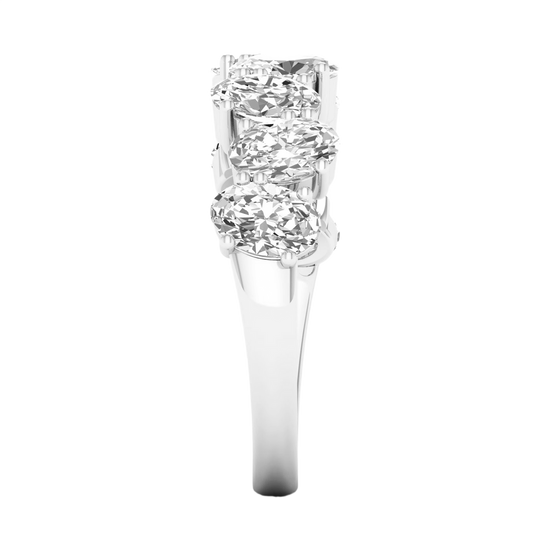 A brilliant 14k white gold anniversary band showcasing a continuous row of premium 2.0cttw oval-cut lab-grown diamonds.