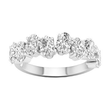 A brilliant 14k white gold anniversary band showcasing a continuous row of premium 2.0cttw oval-cut lab-grown diamonds.
