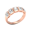 An angled view of a 14K rose gold ring, showcasing the series of horizontal rectangular diamonds and the fluid connections between them.