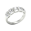 An angled view of a 14K white gold ring, showcasing the series of horizontal rectangular diamonds and the fluid connections between them.