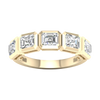 A top-down view of a 14K yellow gold ring with a continuous series of horizontal, square-cut diamonds.
