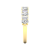 A side-profile view of a 14K yellow gold eternity ring, showing the clean, open setting of the diamonds.