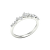 An angled view of a 14K white gold ring, showcasing the graceful curve of the five diamonds.
