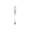 A side-profile view of a 14K white gold band ring, showing the height of the diamonds and the thin band.