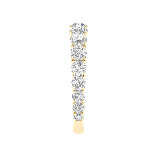 A sophisticated 14k yellow gold wedding band featuring 1.5 total carats of round-cut lab-grown diamonds in a classic 2/3 eternity setting.