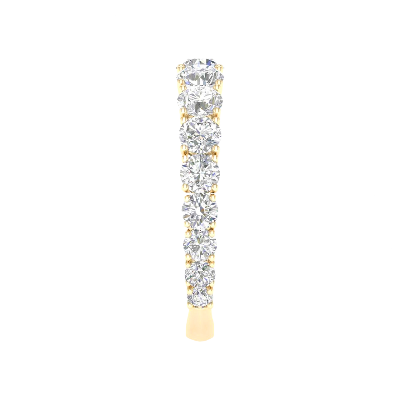 A sophisticated 14k yellow gold wedding band featuring 1.5 total carats of round-cut lab-grown diamonds in a classic 2/3 eternity setting.