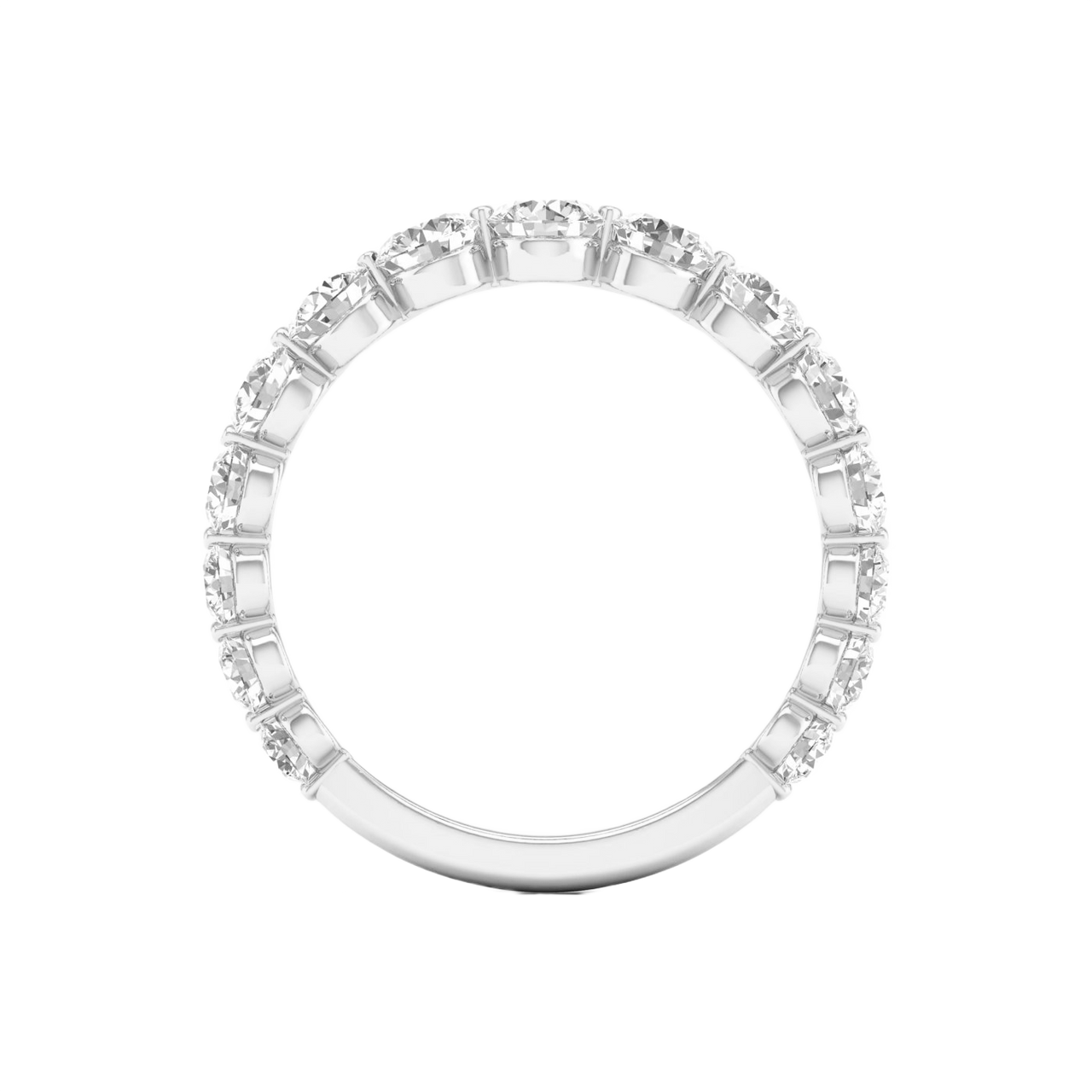 A brilliant 14k white gold anniversary band showcasing a shimmering row of graduated premium round-cut lab-grown diamonds.