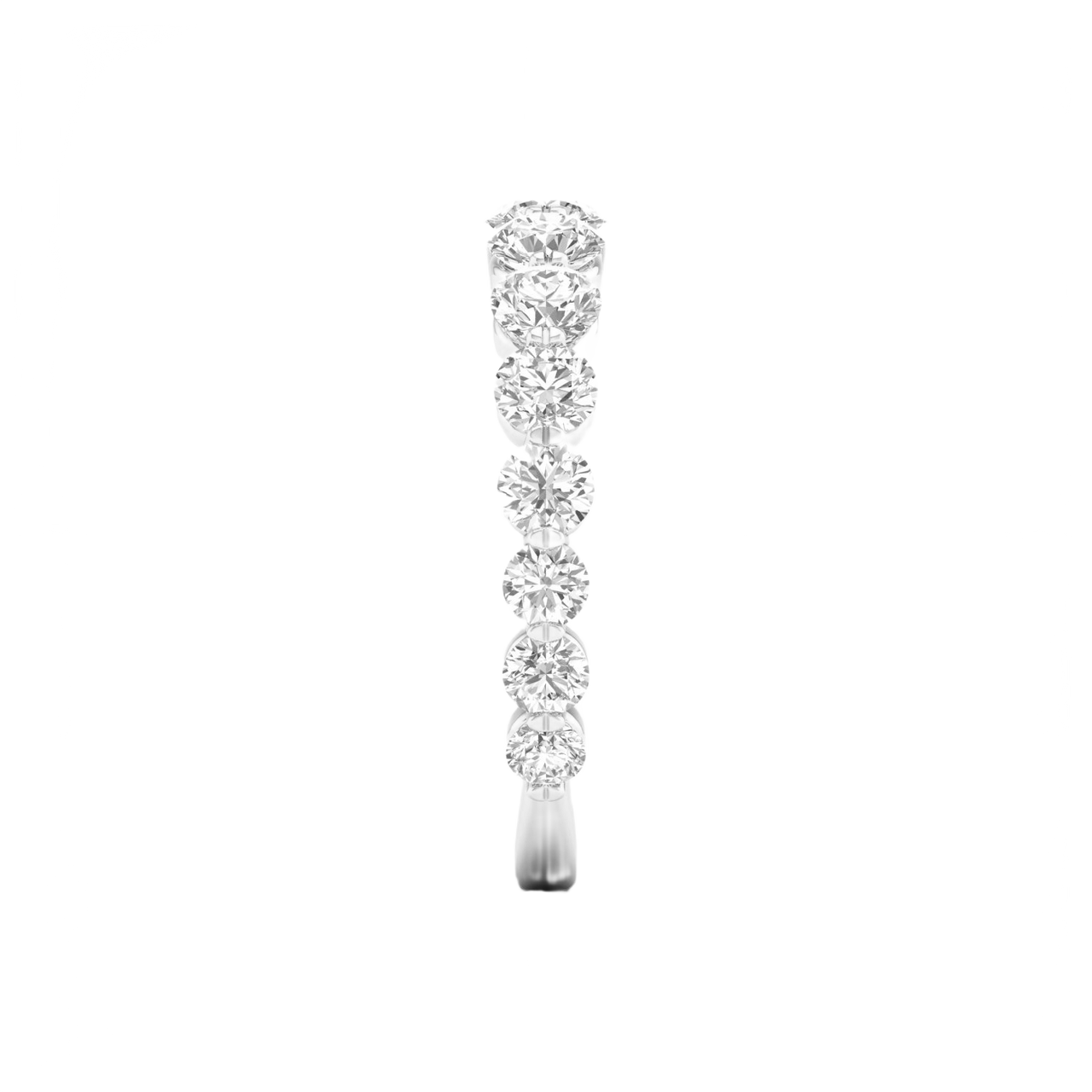A brilliant 14k white gold anniversary band showcasing a shimmering row of graduated premium round-cut lab-grown diamonds.