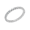 Amorati Diamonds, Infinity Loop Full Eternity Ring, an angled view of a 10K white gold eternity band, showcasing the brilliant row of round jewels.