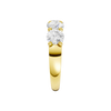 Architectural side profile of the Amorati 3.00 cttw Bold Luxe Five-Stone Band in high-polish Solid 14K Yellow Gold, showcasing the substantial 4.2g gold basket and the distinct individual prongs holding the E-F VS+ lab-grown diamonds. Includes Insured Free Shipping.