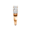 A side-profile view of a 14K rose gold wide band ring, showing the secure setting and the five diamonds.