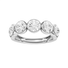 A sleek 14k white gold anniversary band showcasing a continuous row of premium 1.5cttw round-cut diamonds protected by a high-polish bezel frame.