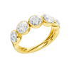 A sophisticated 14k yellow gold 2/3 eternity wedding band featuring 1.5 total carats of shimmering round-cut lab-grown diamonds in a modern bezel setting.