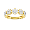 A sophisticated 14k yellow gold 2/3 eternity wedding band featuring 1.5 total carats of shimmering round-cut lab-grown diamonds in a modern bezel setting.