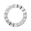 A front view of a 14K white gold eternity band, showcasing the brilliant sparkle of its rectangular jewels.