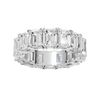 A top-down view of a 14K white gold eternity band with a continuous line of exceptionally bold, horizontally-set rectangular jewels.