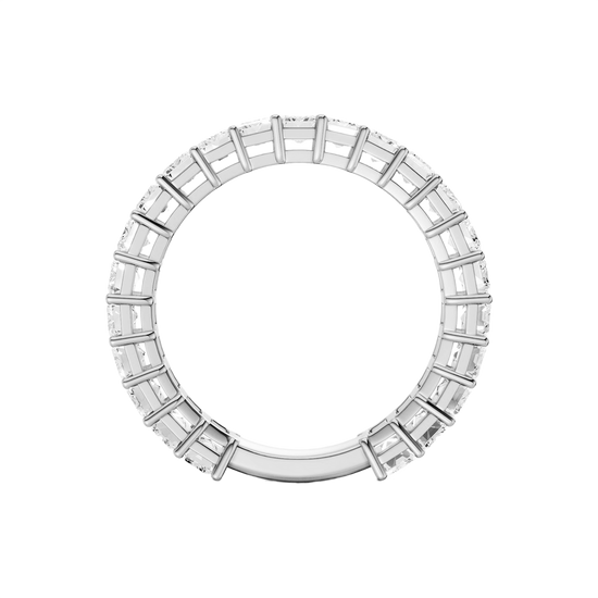 A sophisticated 14k white gold full eternity ring showcasing a seamless row of premium 2.3cttw emerald-cut diamonds for an icy, modern glow.