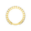 A breathtaking 14k yellow gold full eternity band featuring a continuous circle of 2.3 total carats of shimmering emerald-cut lab-grown diamonds