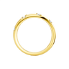 A high-polish 14k yellow gold dome ring by Amorati featuring scattered star and geometric insets with shimmering round-cut diamonds. Amorati’s signature F O U R T E E N T H Collection.