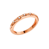 Angled view of the Fourteenth Collection micro studded diamond stackable thin ring in polished rose gold, featuring petite bezel-set round diamonds spaced evenly along a slim, high-shine band.