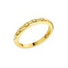A high-polish, thin 14k yellow gold stackable ring by Amorati featuring tiny star-shaped insets with shimmering round lab-grown diamonds. Amorati’s signature F O U R T E E N T H Collection.
