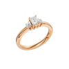 An angled view of a 14K rose gold ring, showcasing the brilliant arrangement of the jewels.