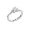 An angled view of a 14K white gold ring, showcasing the brilliant arrangement of the jewels.