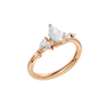 An angled view of a 14K rose gold ring, showcasing the brilliant arrangement of the jewels.