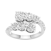 Top-down view of the Amorati bypass diamond ring in 14K white gold, featuring two parallel rows of shimmering round-cut lab diamonds that overlap in a modern, asymmetrical open-wrap design.