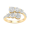 Top-down view of the Amorati bypass diamond ring in 14K yellow gold, featuring two parallel rows of shimmering round-cut lab diamonds that overlap in a modern, asymmetrical open-wrap design.