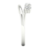 A side-profile view of a 14K white gold open-shank ring, showing the fluid spiral and bezel-set diamonds.