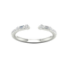 Amorati Diamonds Embrace Cluster Ring, a top-down view of a 10K white gold bypass ring with a three-diamond cluster at each end.