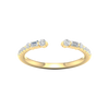 Amorati Diamonds Embrace Cluster Ring, a top-down view of a 10K yellow gold bypass ring with a three-diamond cluster at each end.