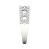 A side-profile view of a 14K white gold wide band ring, showing the three rows of pavé and the height of the band.