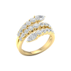 An angled view of a 14K yellow gold open-shank ring, showcasing the brilliant pavé spiral.