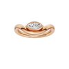 Marquise diamond wave ring in rose gold, band detail view