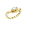 Marquise diamond wave ring in yellow gold, top view