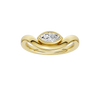 Marquise diamond wave ring in yellow gold, band detail view