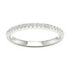 A top-down view of a 14K white gold thin band ring with a continuous line of petite, pavé-set round jewels.