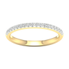A top-down view of a 14K yellow gold thin band ring with a continuous line of petite, pavé-set round jewels.